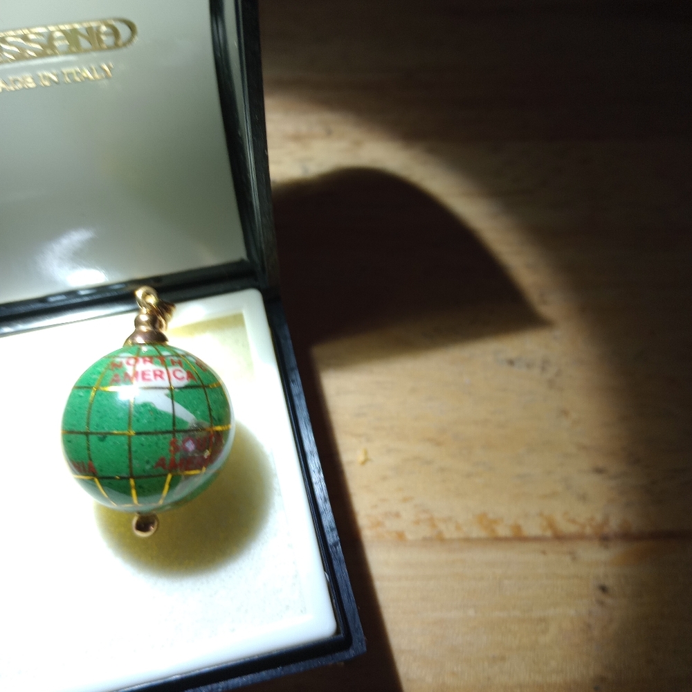 Gemstone globe gold pendant. Your Purchase Supports Wildlife Rescue! - Picture 5 of 8